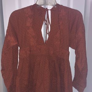 Free People Cinnamon Top M Tunic Mini Dress